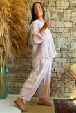 Sundaze Cheesecloth Chalk Stripe Boyfriend Shirt Rose
